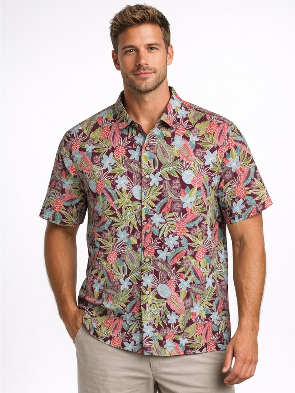 Tori Richard Tropbatik Cotton Lawn Camp Shirt Graphic Pineapples Men's Size XL
